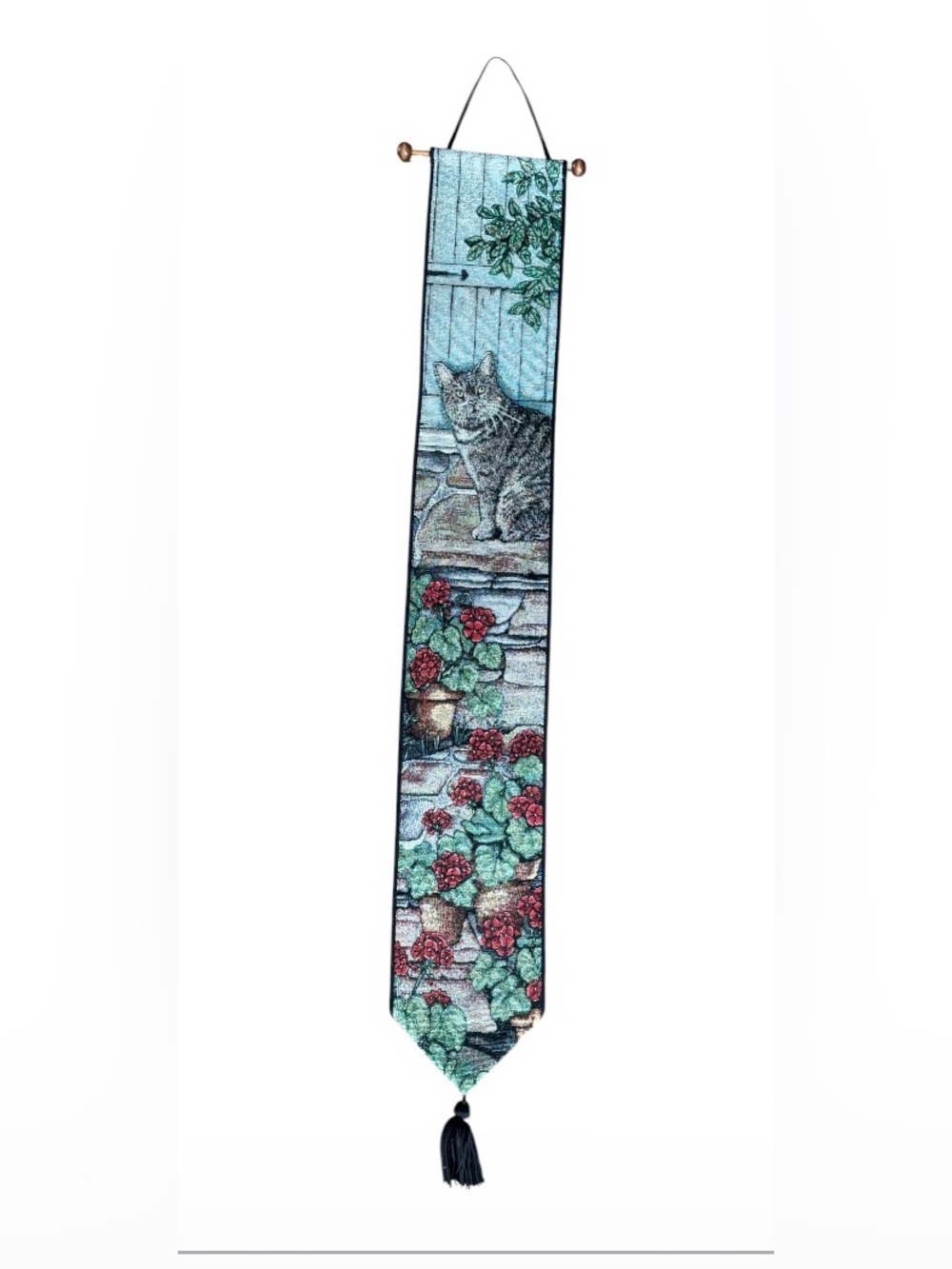 Wall Hanging Tapestry Cat & Floral Theme “The Cat Meow”